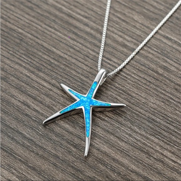 Sterling Silver Blue Starfish Necklace - Picture 2 of 2